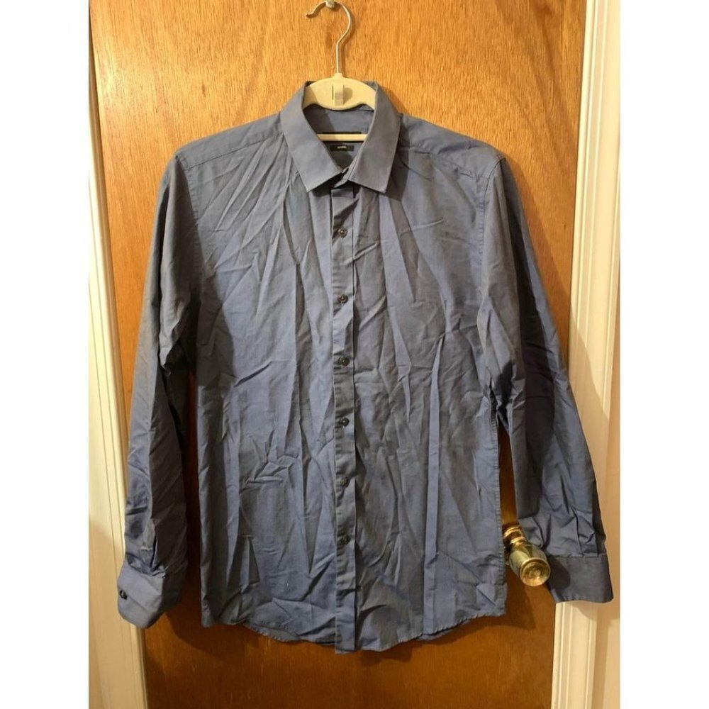 Bar III Slim Fit Button Down Dress Shirt Business Casual Preppy Blue Size Small